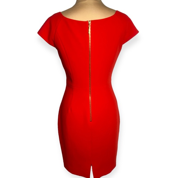 Badgley Mischka red fitted sheath dress size 8 - Picture 4 of 8